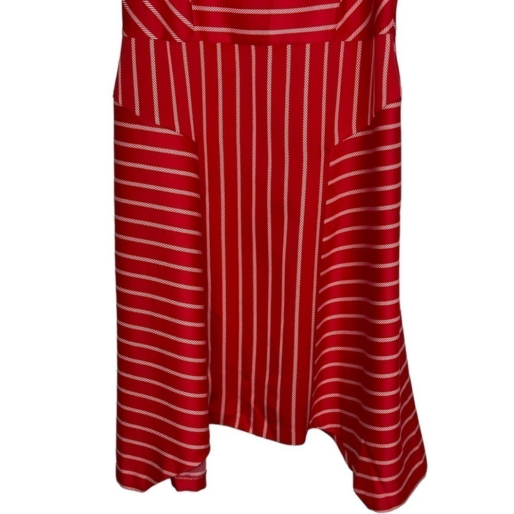 BANANA REPUBLIC STRIPED RED SQUARE NECK SPAGHETTI STRAP HANDKERCHIEF HEM DRESS - Picture 8 of 14